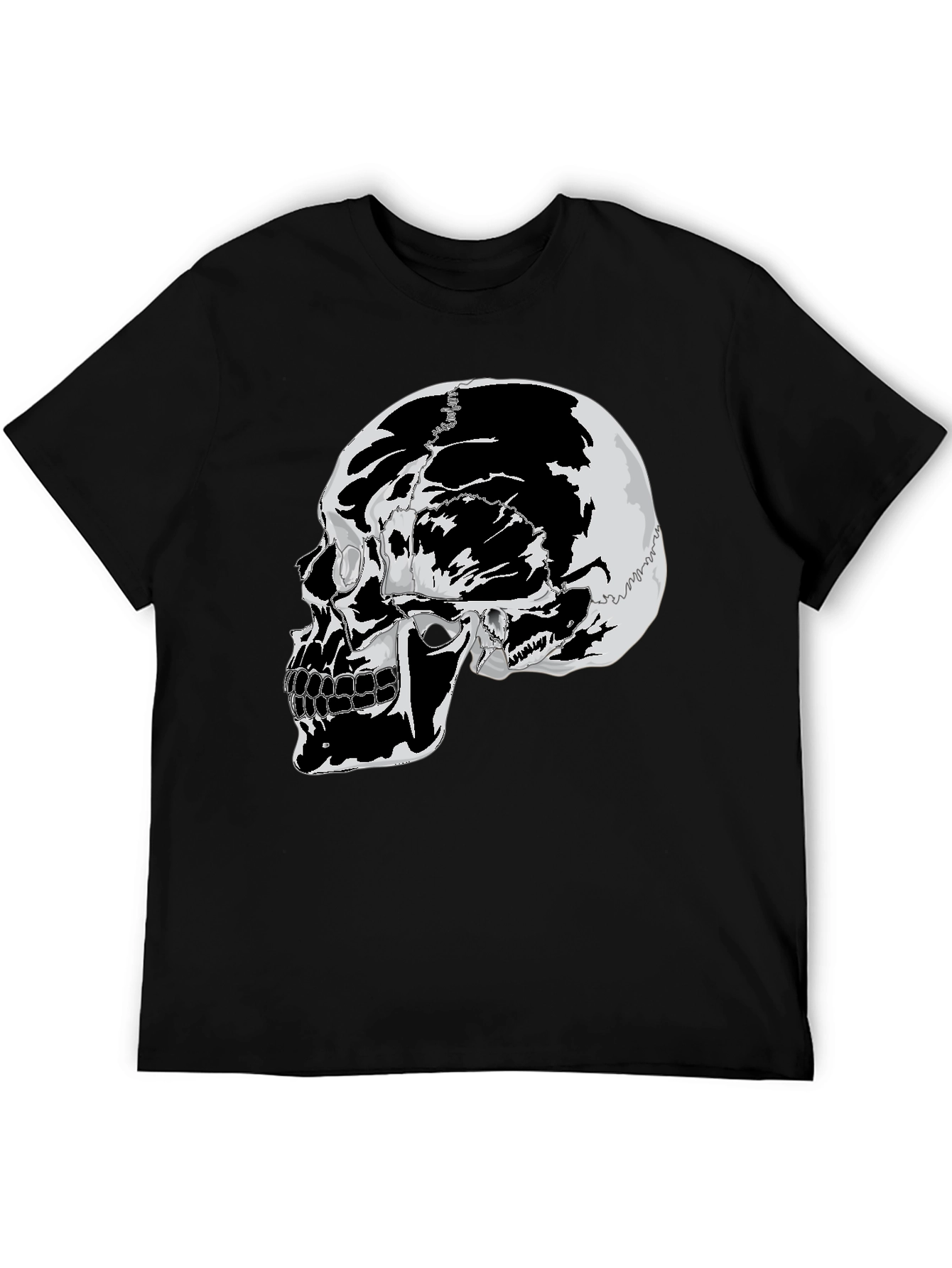 Skull Graphic Tee - Black Cotton T-Shirt
