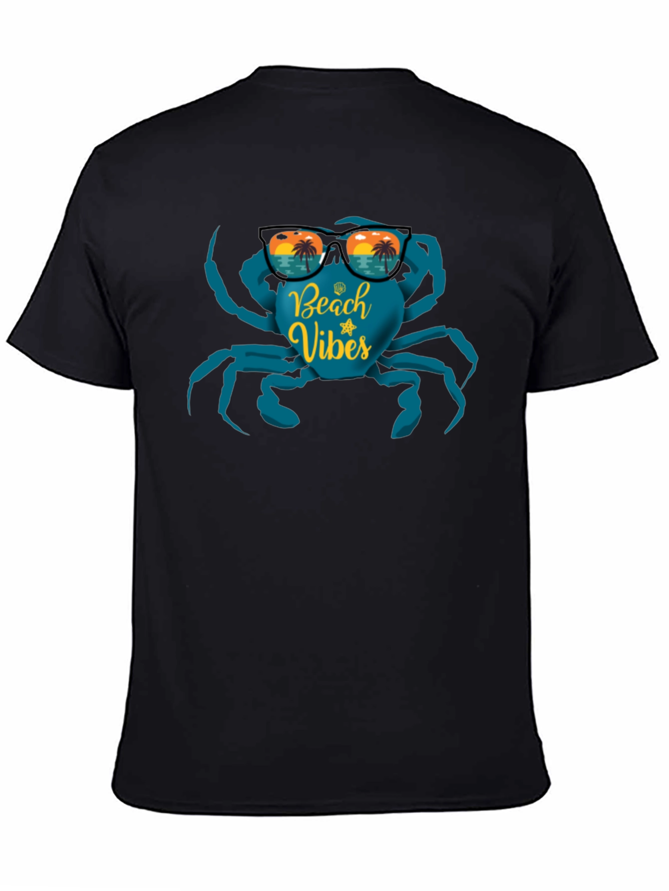 Beach Vibes Crab Graphic T-Shirt - Black