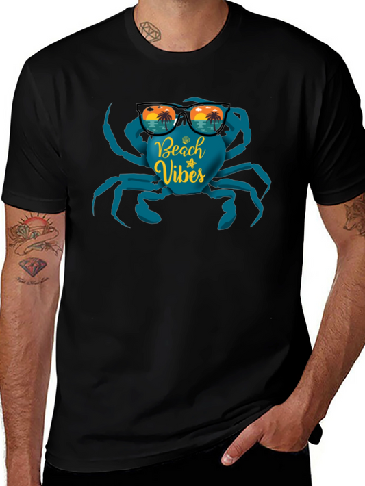 Beach Vibes Crab Graphic T-Shirt - Black