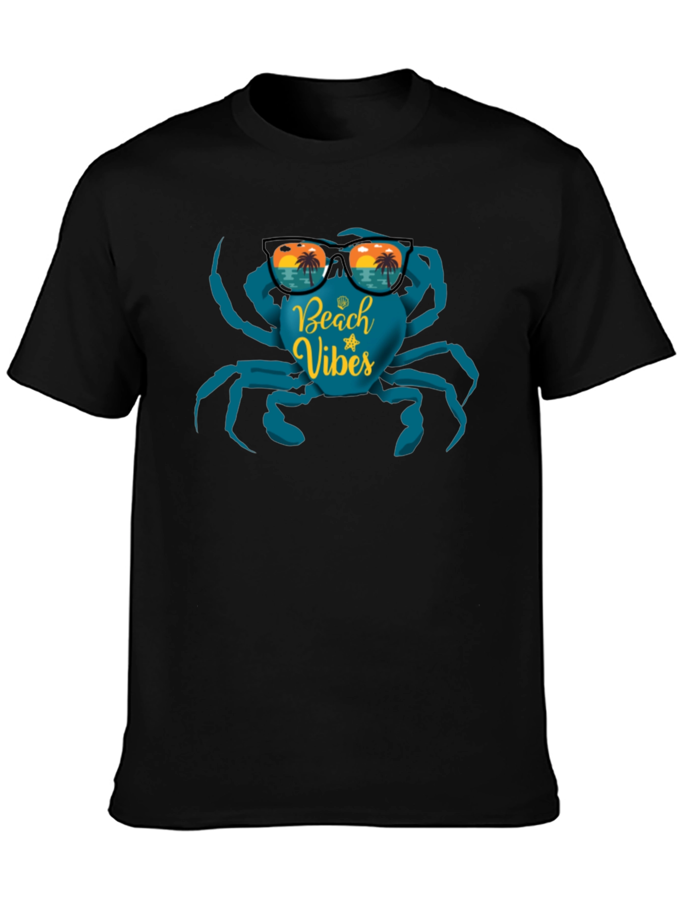 Beach Vibes Crab Graphic T-Shirt - Black