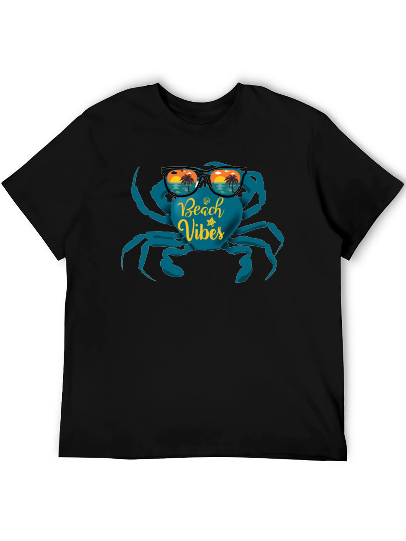 Beach Vibes Crab Graphic T-Shirt - Black