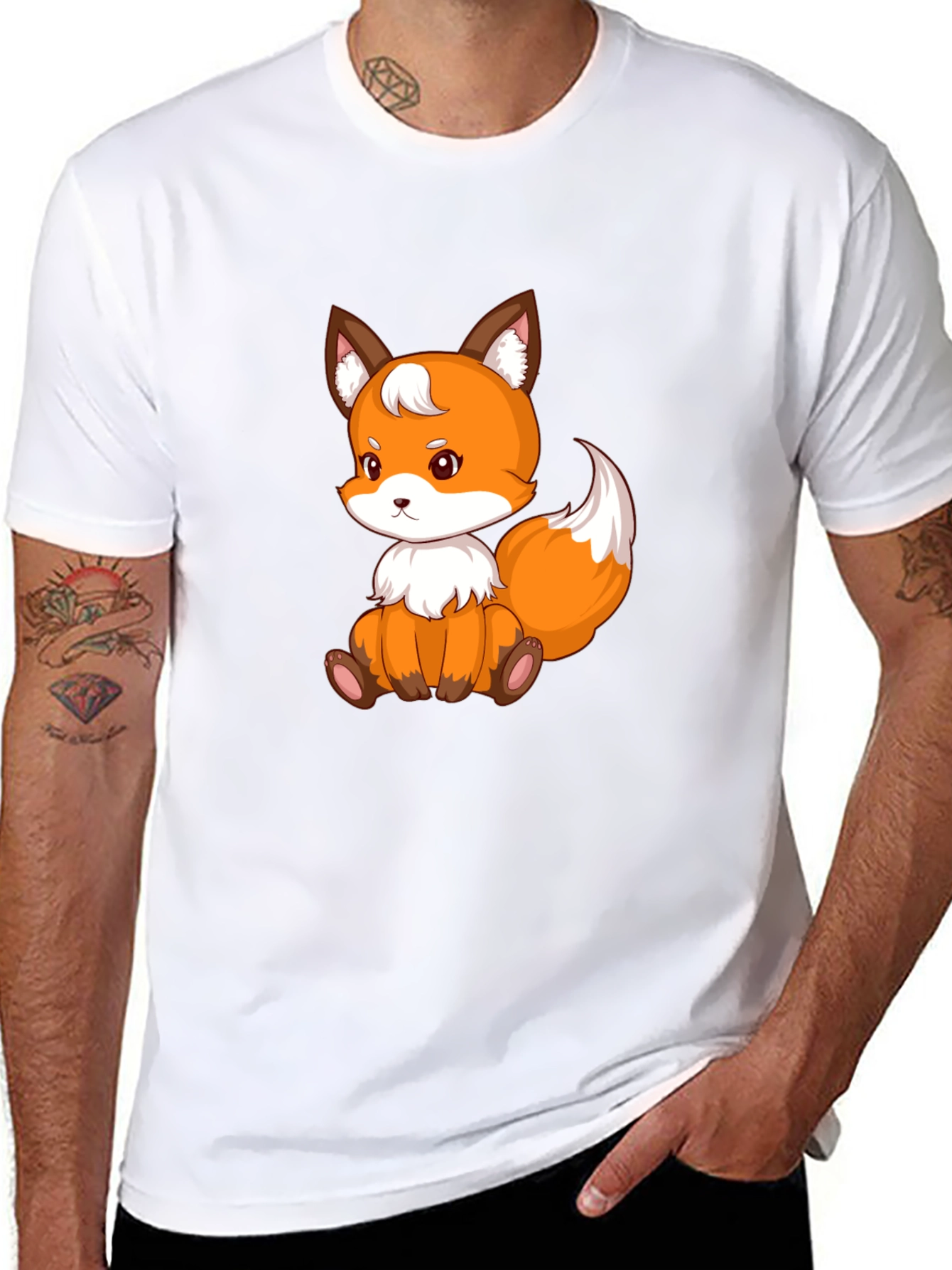 Cute Fox Graphic Tee - Black Unisex Shirt