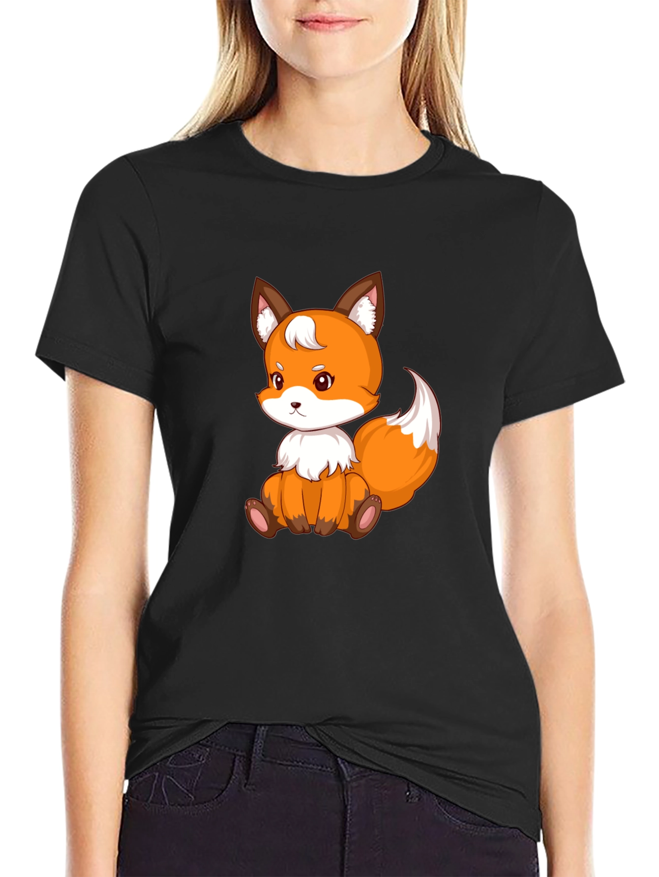 Cute Fox Graphic Tee - Black Unisex Shirt