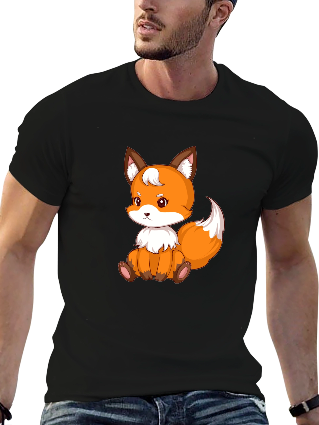 Cute Fox Graphic Tee - Black Unisex Shirt
