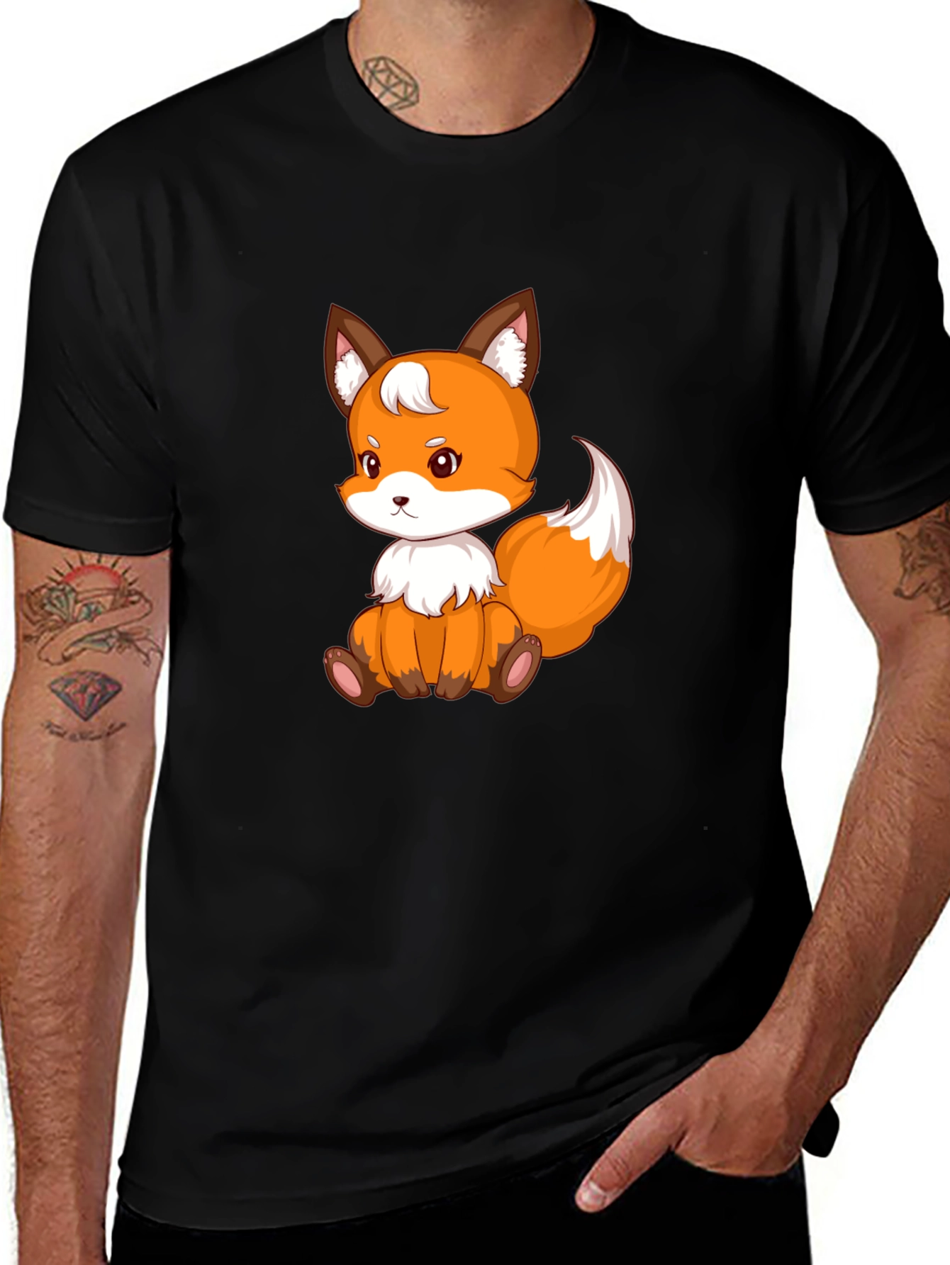 Cute Fox Graphic Tee - Black Unisex Shirt