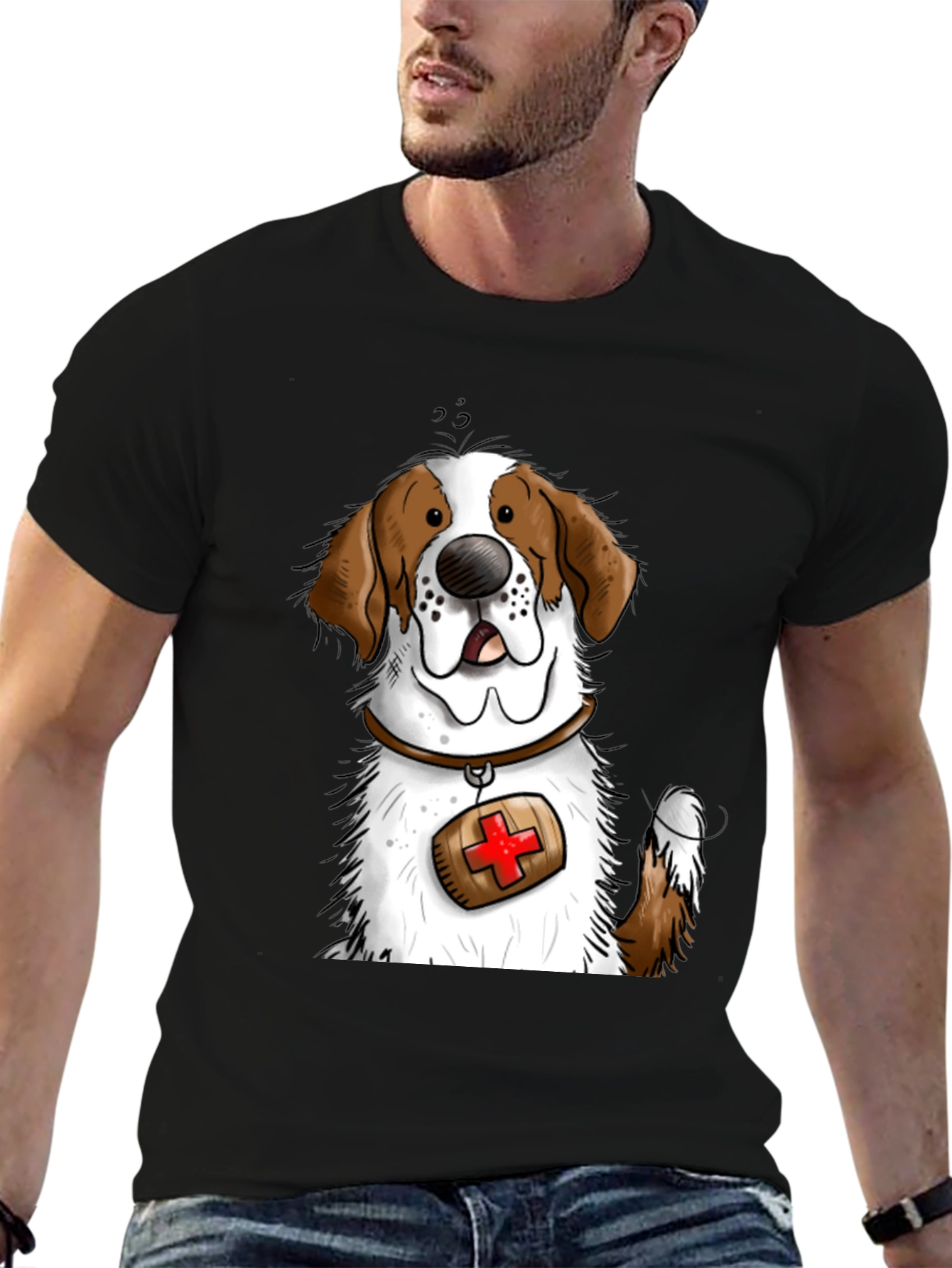 Dog Graphic T-Shirt - St. Bernard Cartoon Design