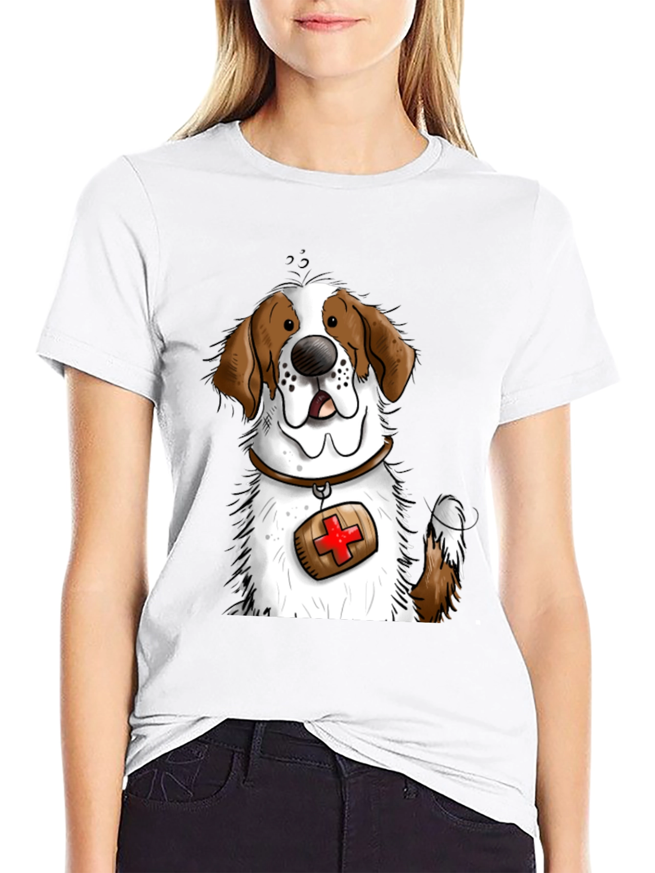 Dog Graphic T-Shirt - St. Bernard Cartoon Design
