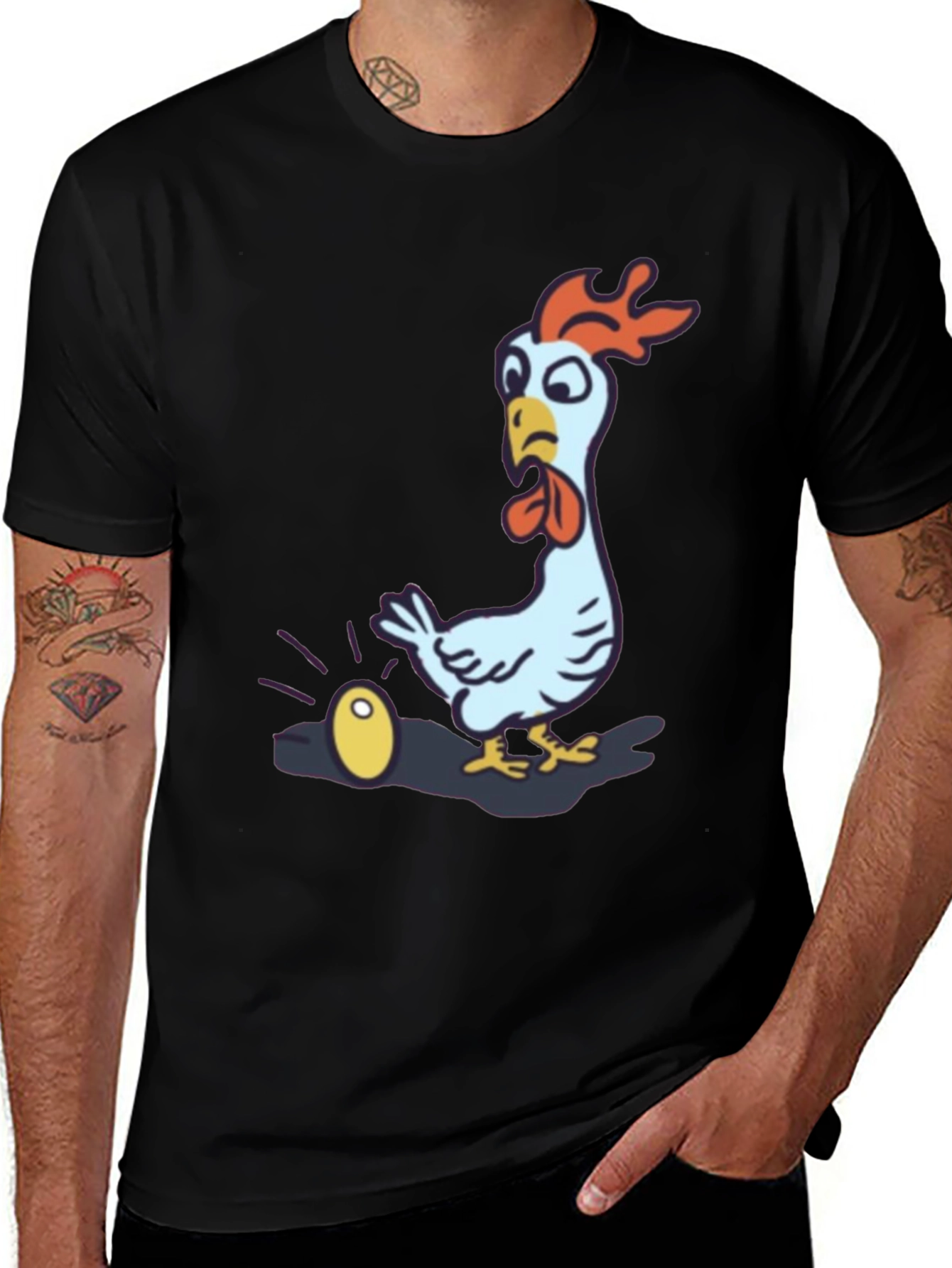 Funny Chicken Golden Egg Black T-Shirt