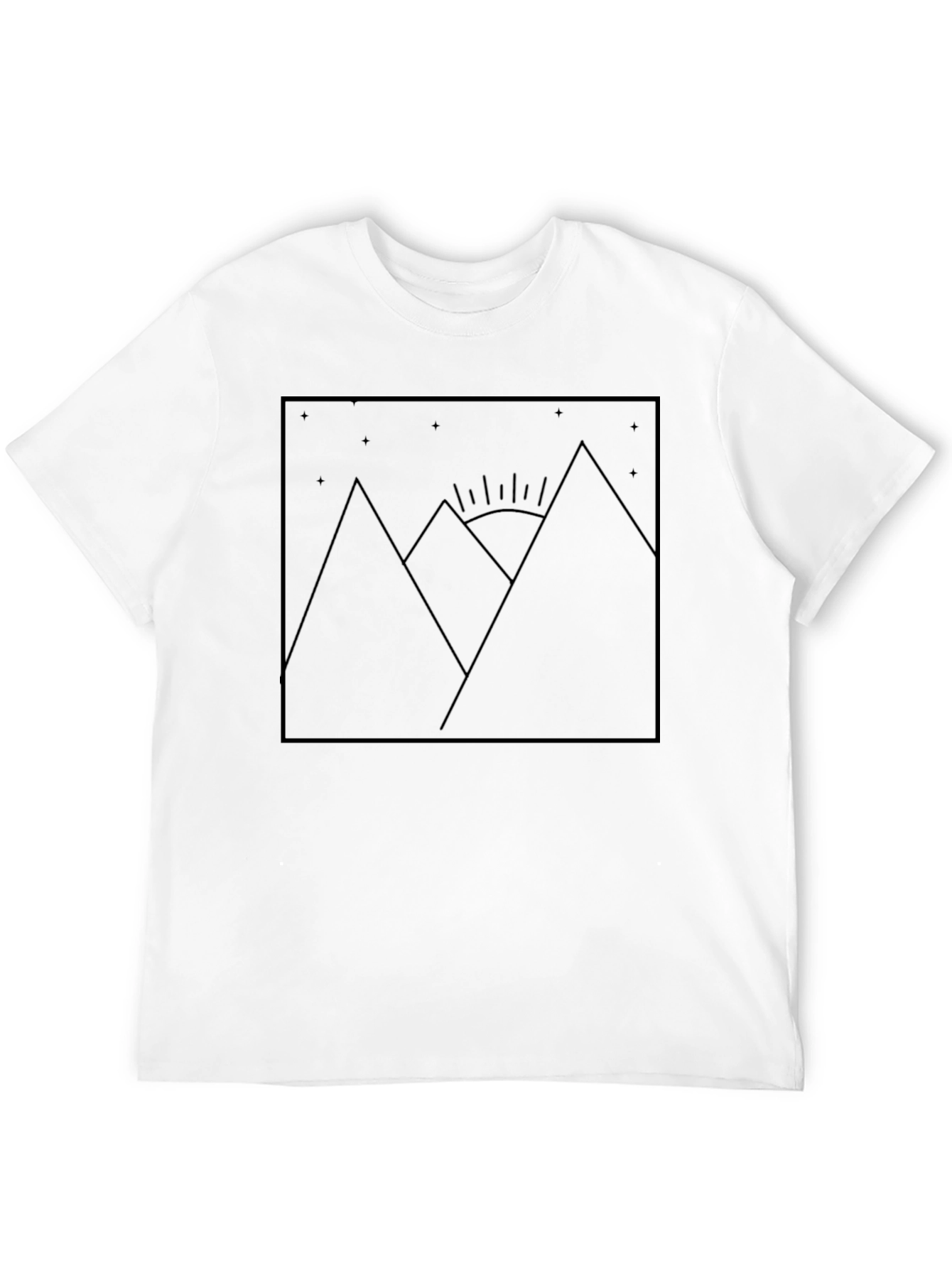Minimalist Mountain Sunset Graphic Tee - Black
