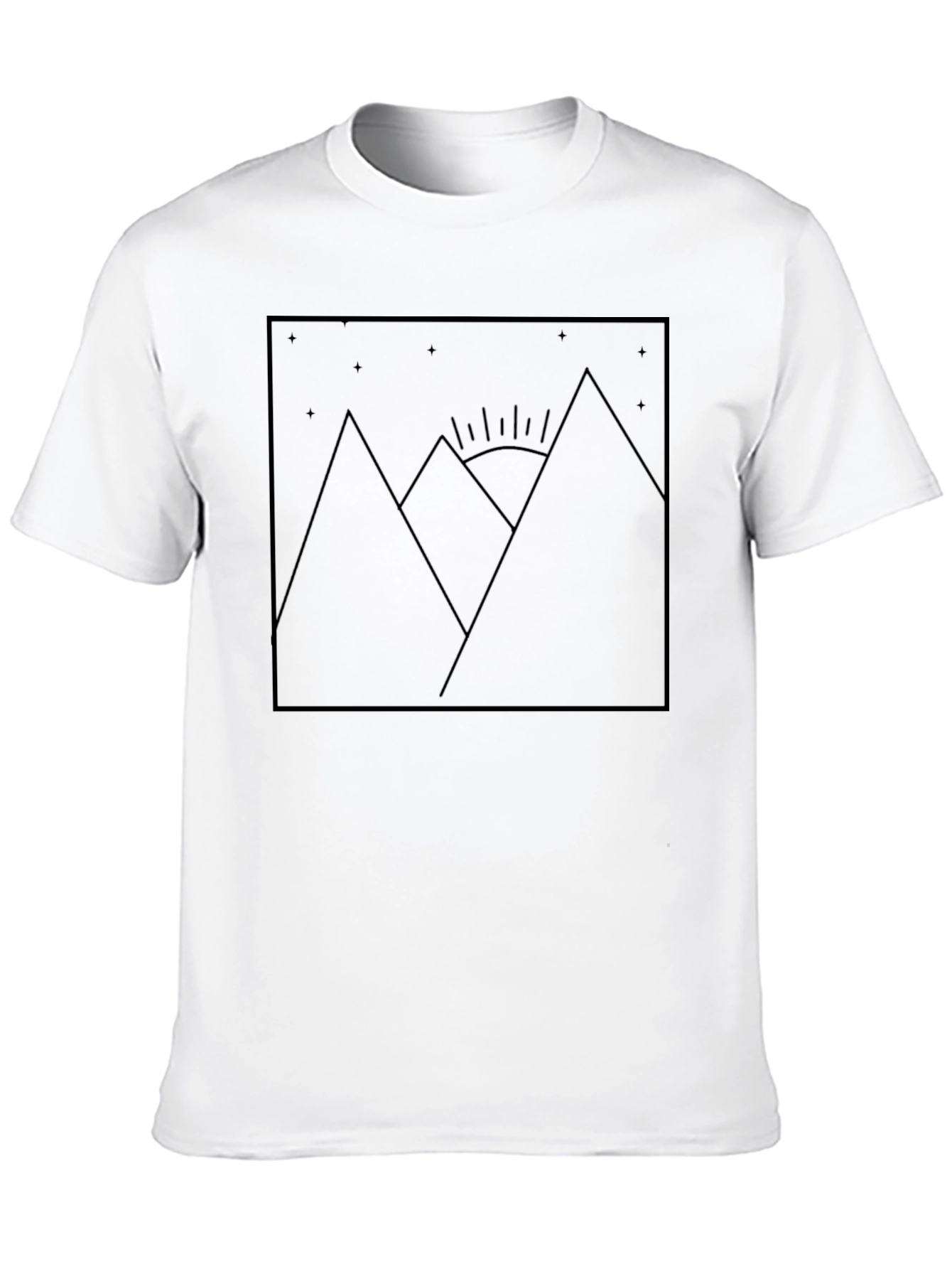 Minimalist Mountain Sunset Graphic Tee - Black