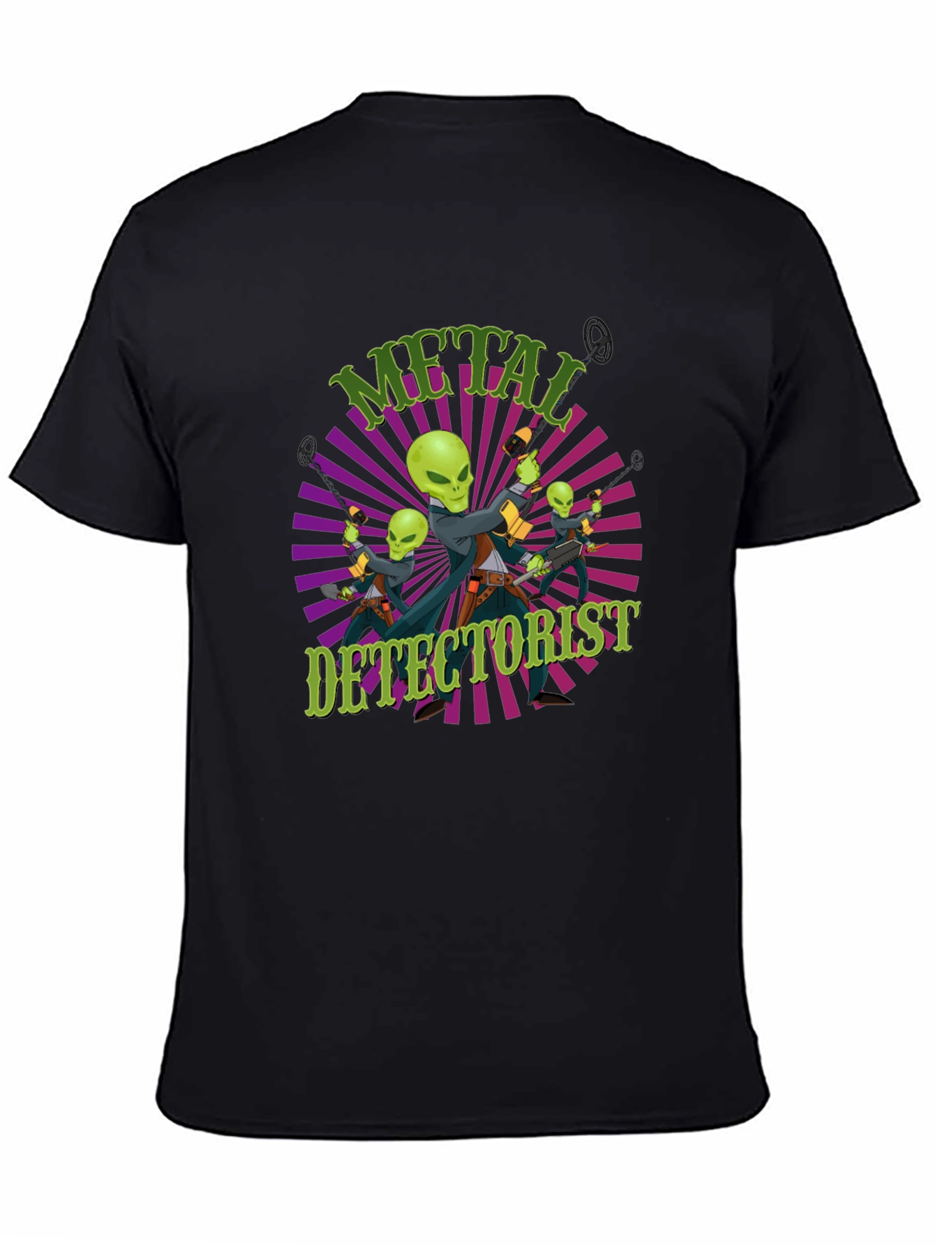 Metal Detectorist Alien Invasion Black T-Shirt