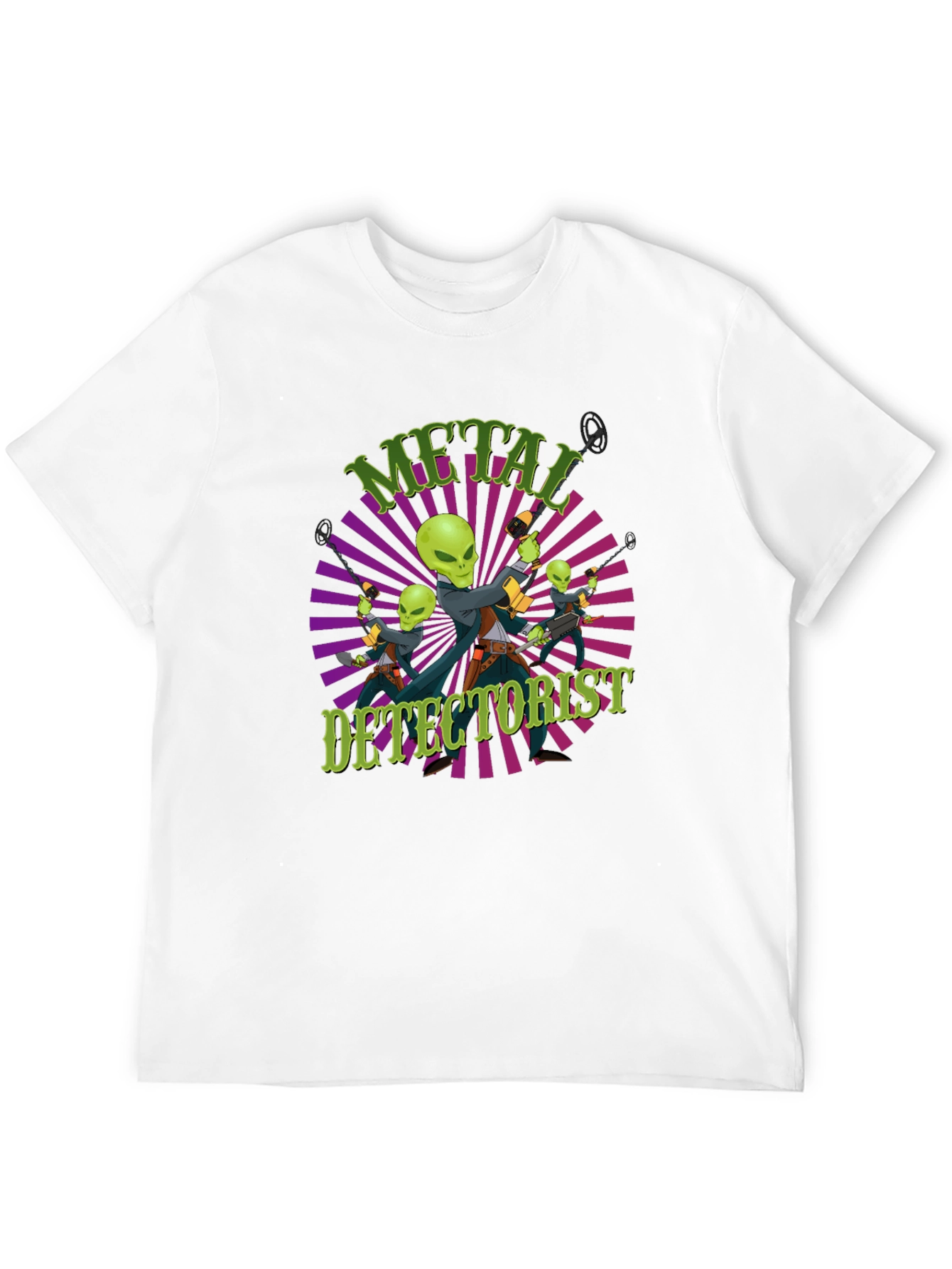 Metal Detectorist Alien Invasion Black T-Shirt