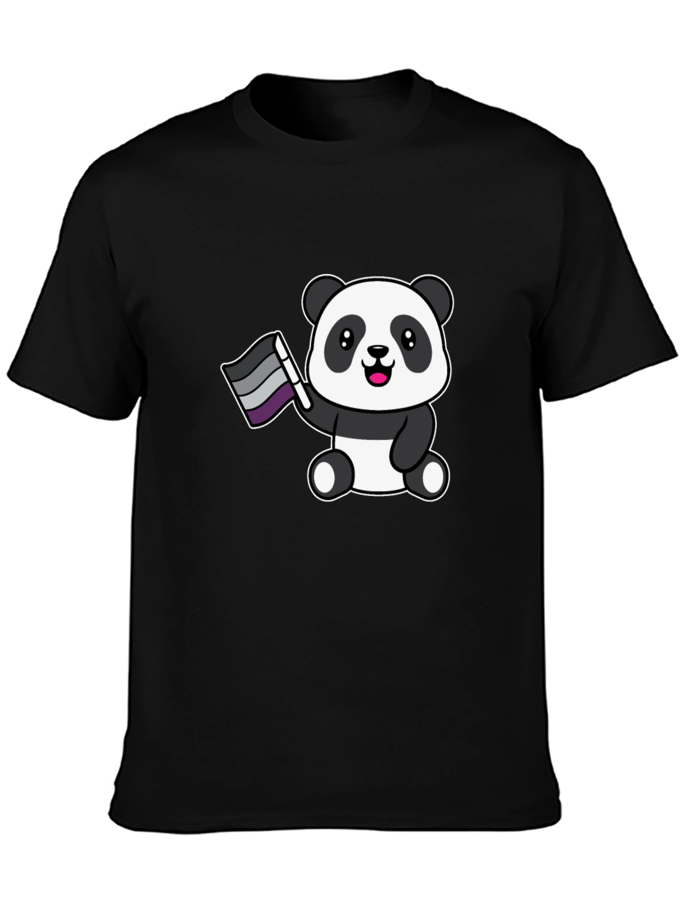 Cute Ace Panda Graphic Tee - Black
