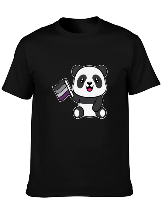 Cute Ace Panda Graphic Tee - Black