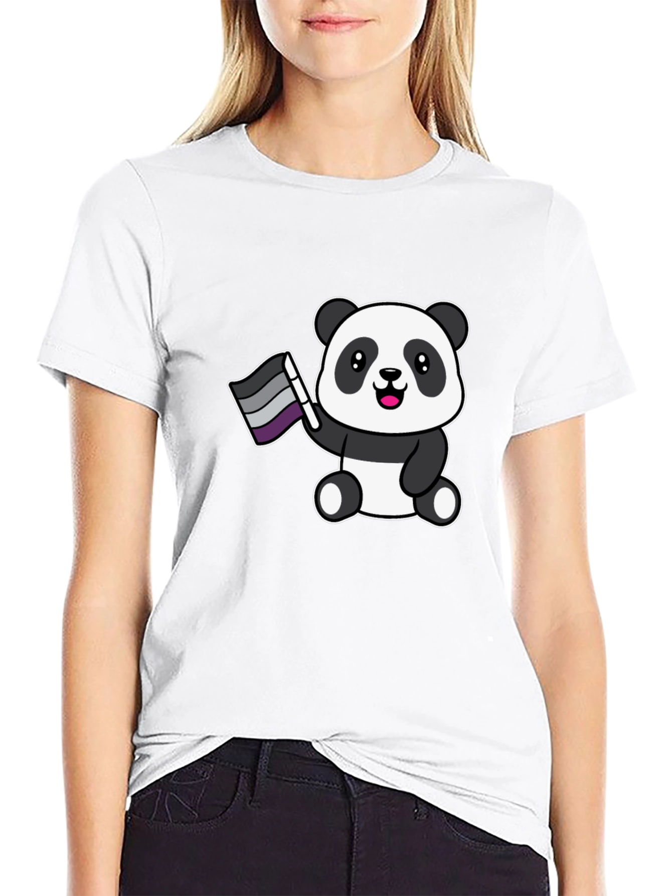 Cute Ace Panda Graphic Tee - Black