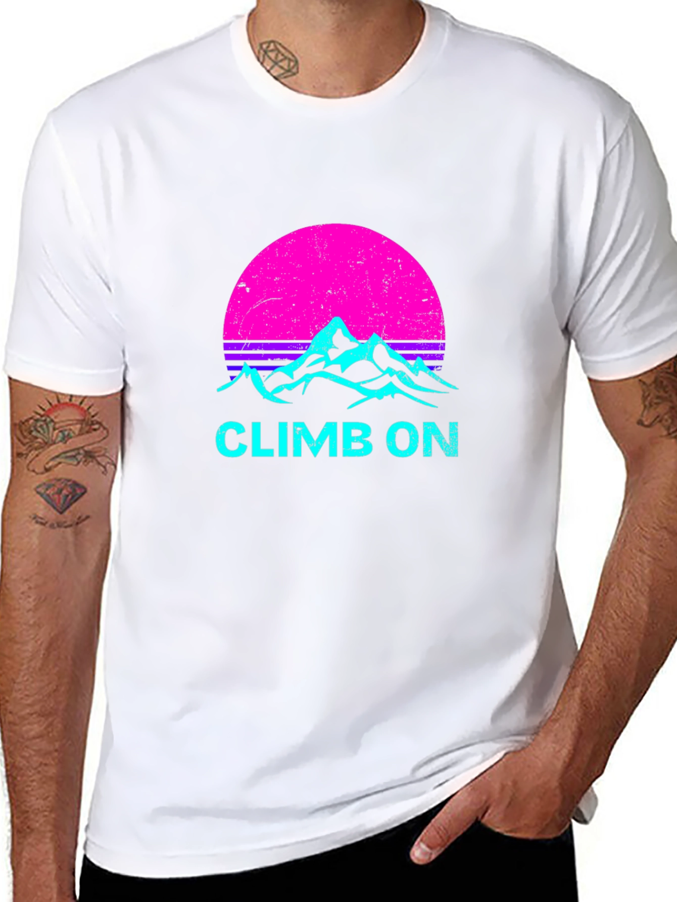 Climb On T-Shirt Retro Mountain Design