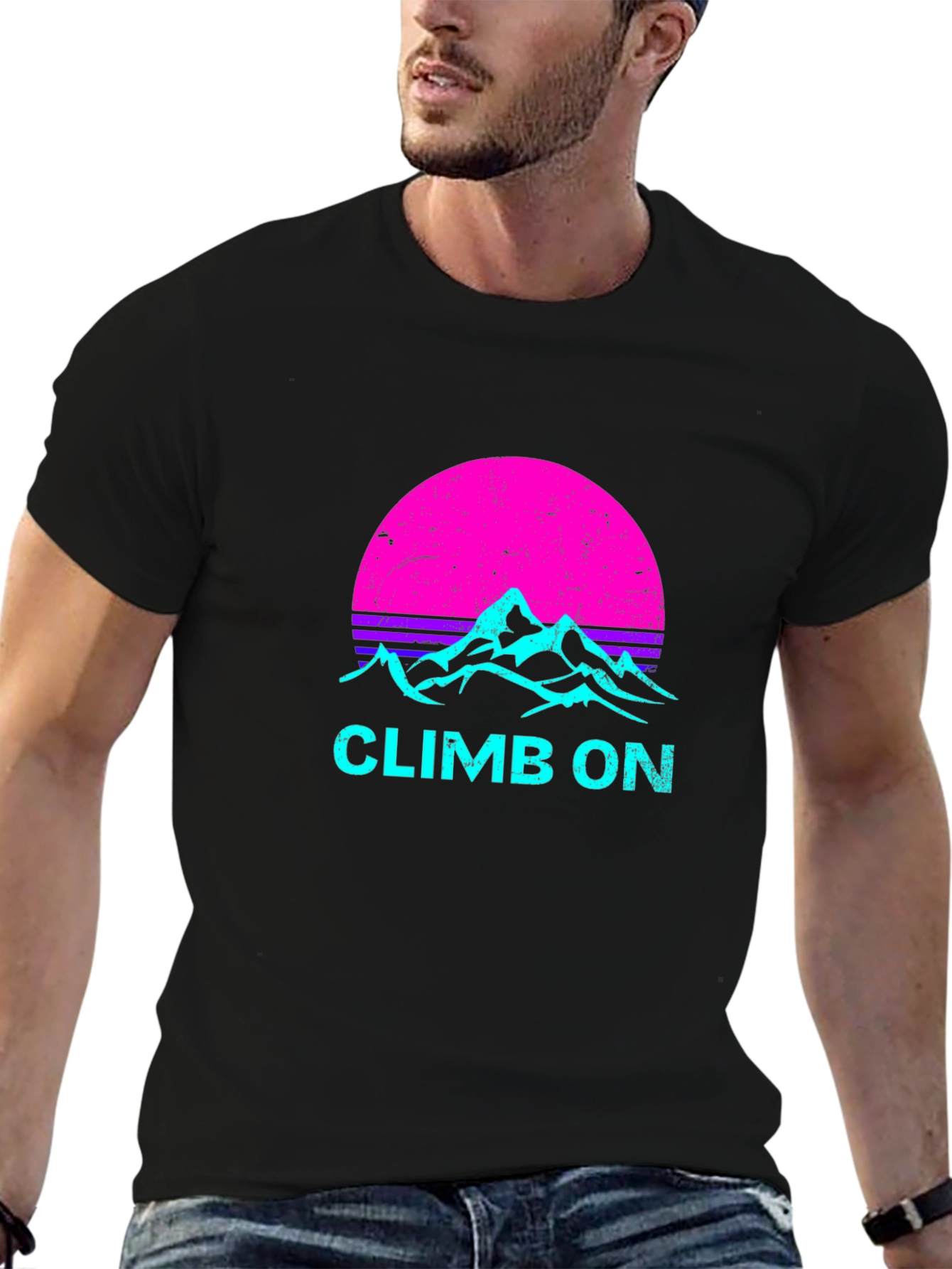Climb On T-Shirt Retro Mountain Design