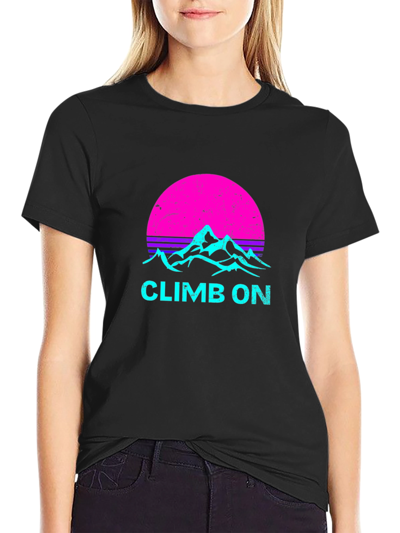 Climb On T-Shirt Retro Mountain Design
