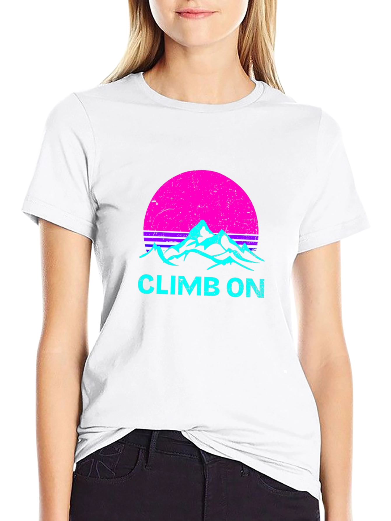 Climb On T-Shirt Retro Mountain Design