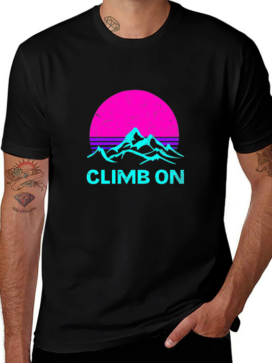 Climb On T-Shirt Retro Mountain Design