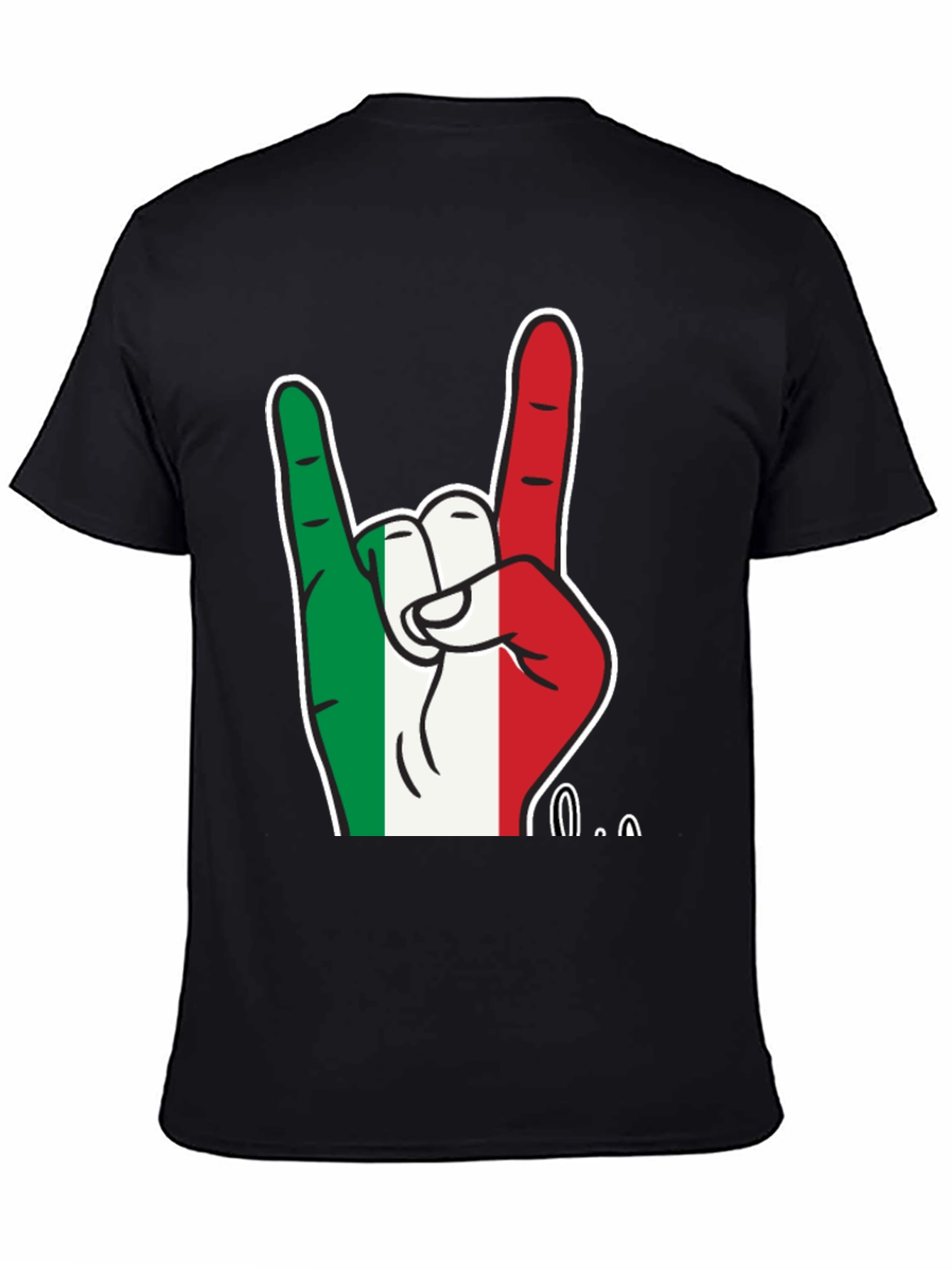 Italian Flag Hand Rock On T-Shirt