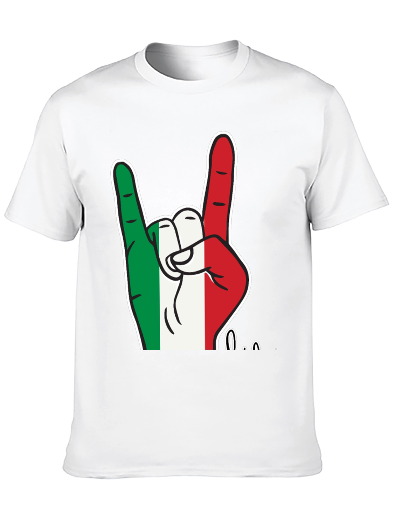 Italian Flag Hand Rock On T-Shirt