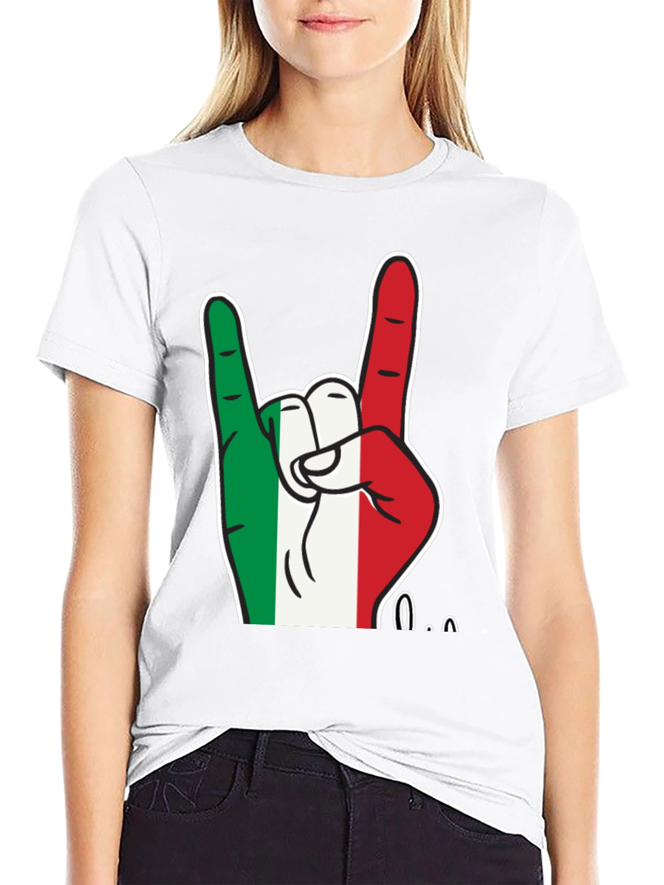 Italian Flag Hand Rock On T-Shirt