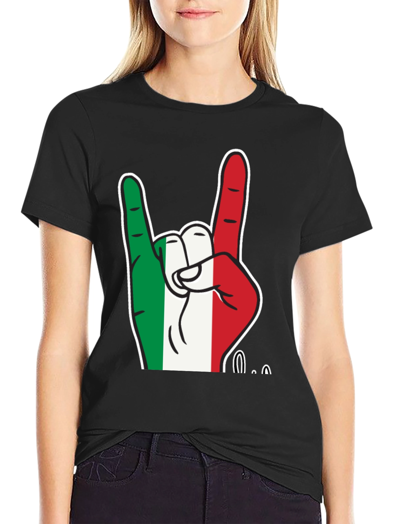 Italian Flag Hand Rock On T-Shirt