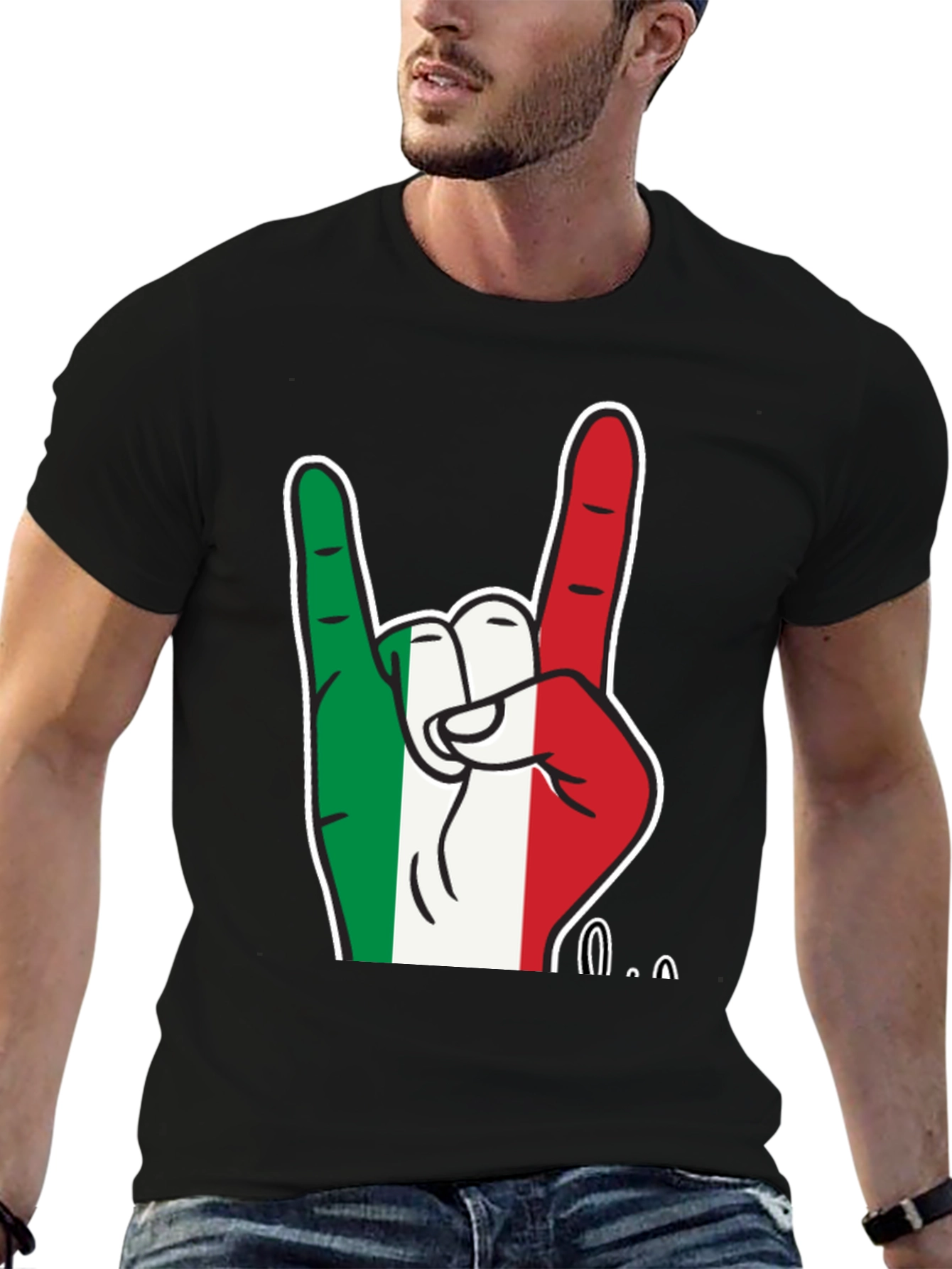 Italian Flag Hand Rock On T-Shirt