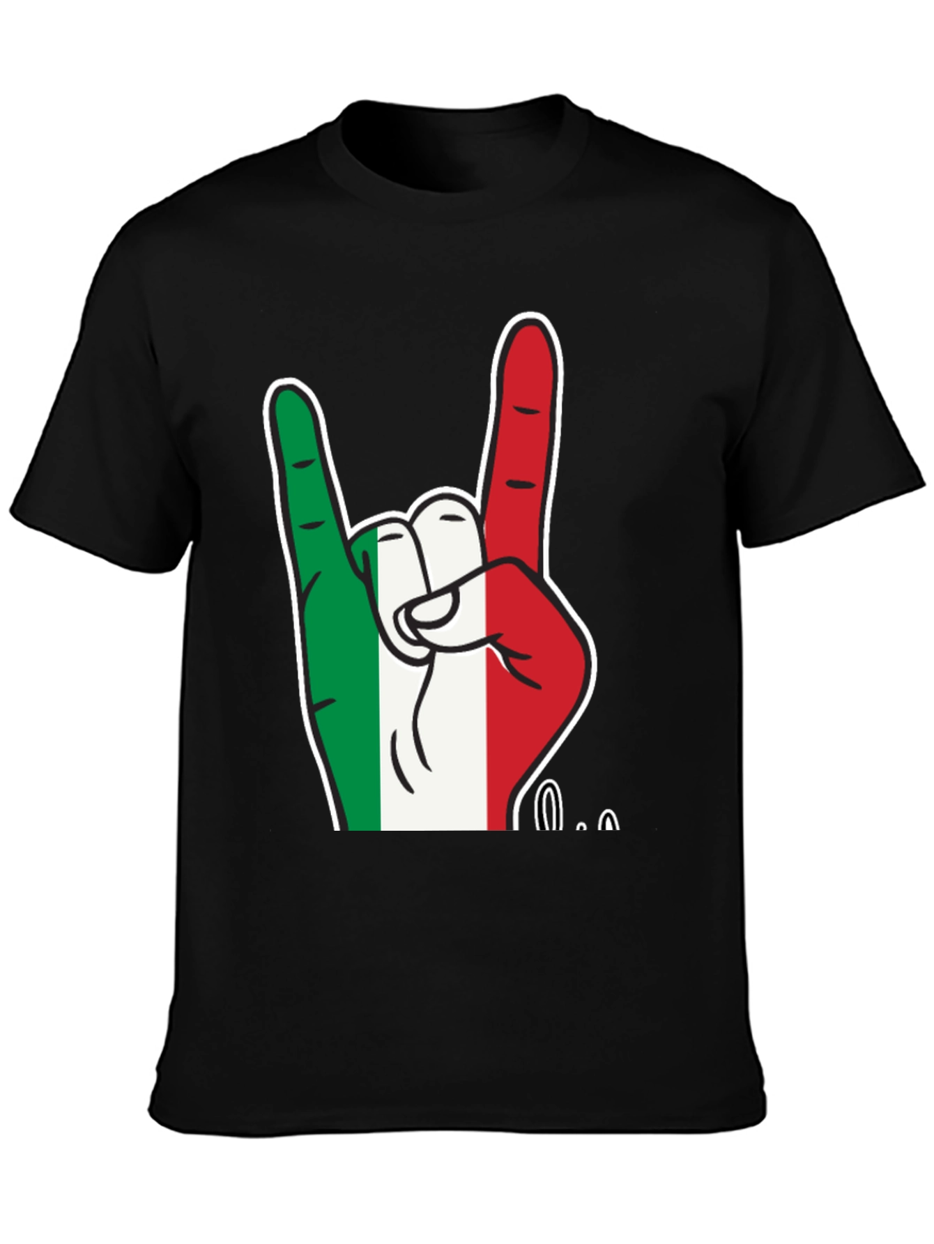 Italian Flag Hand Rock On T-Shirt