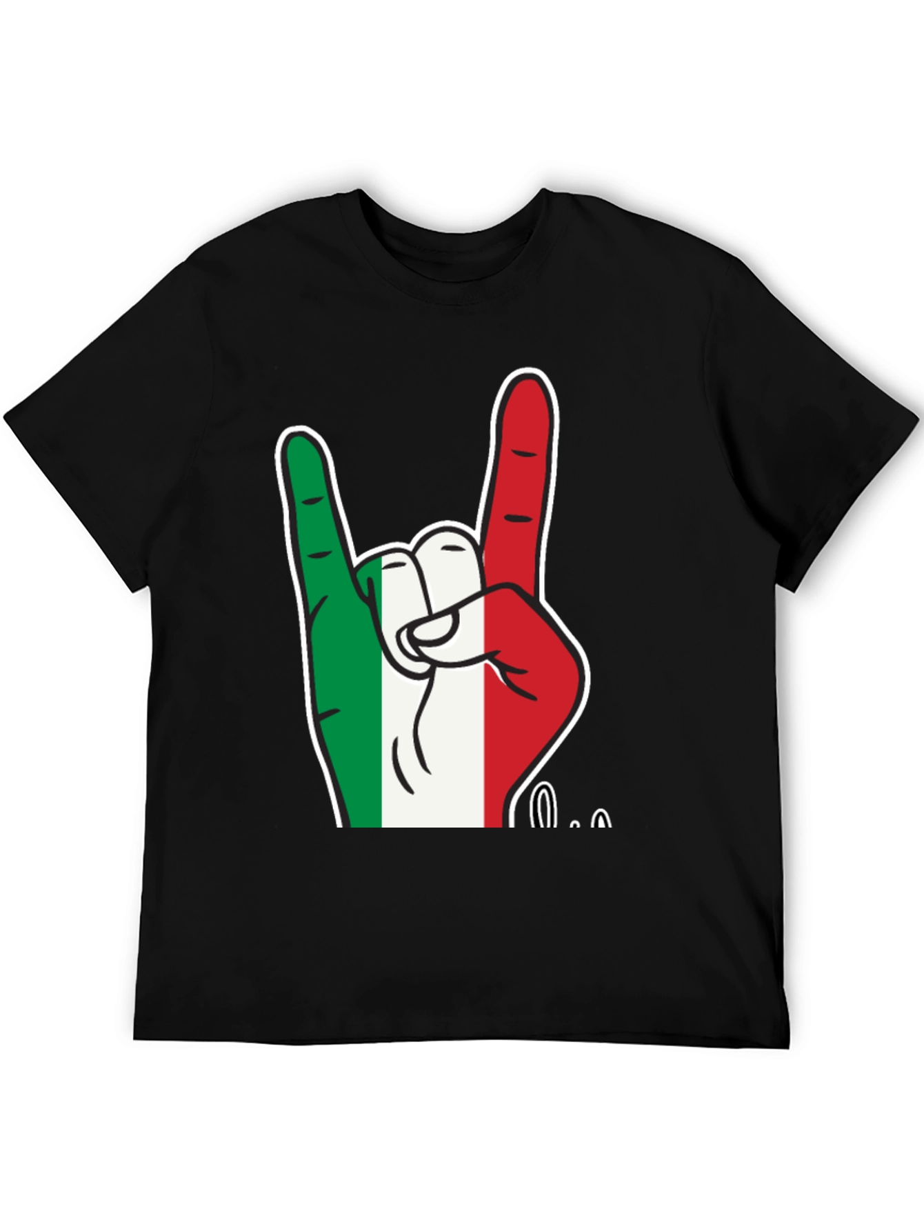 Italian Flag Hand Rock On T-Shirt