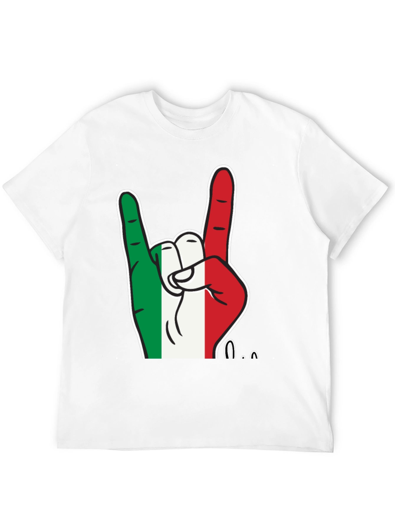 Italian Flag Hand Rock On T-Shirt