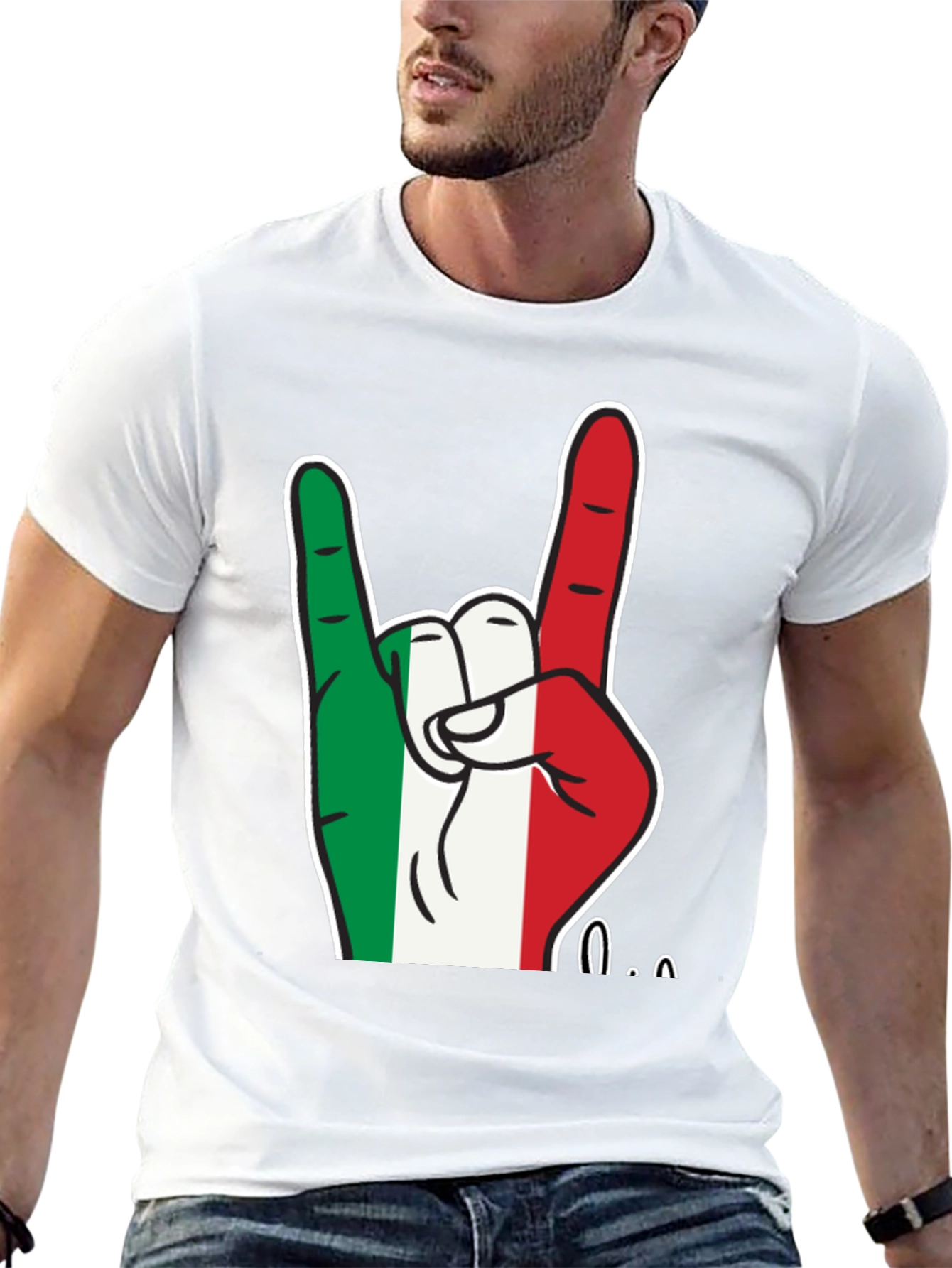 Italian Flag Hand Rock On T-Shirt