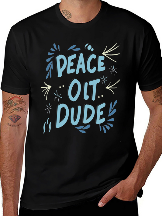 Peace Out Dude Graphic Black T-Shirt