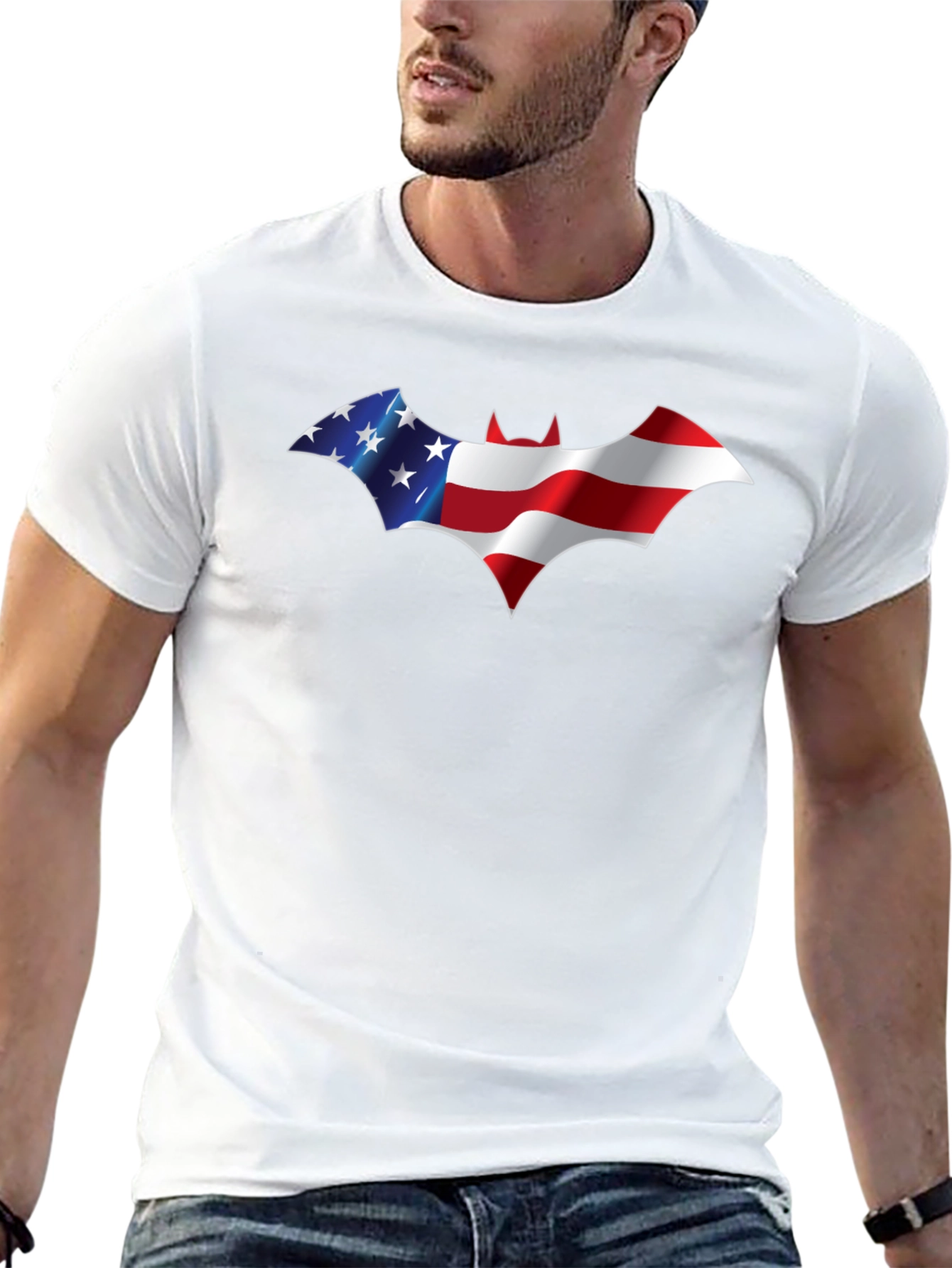 American Flag Batman Logo Graphic T-Shirt