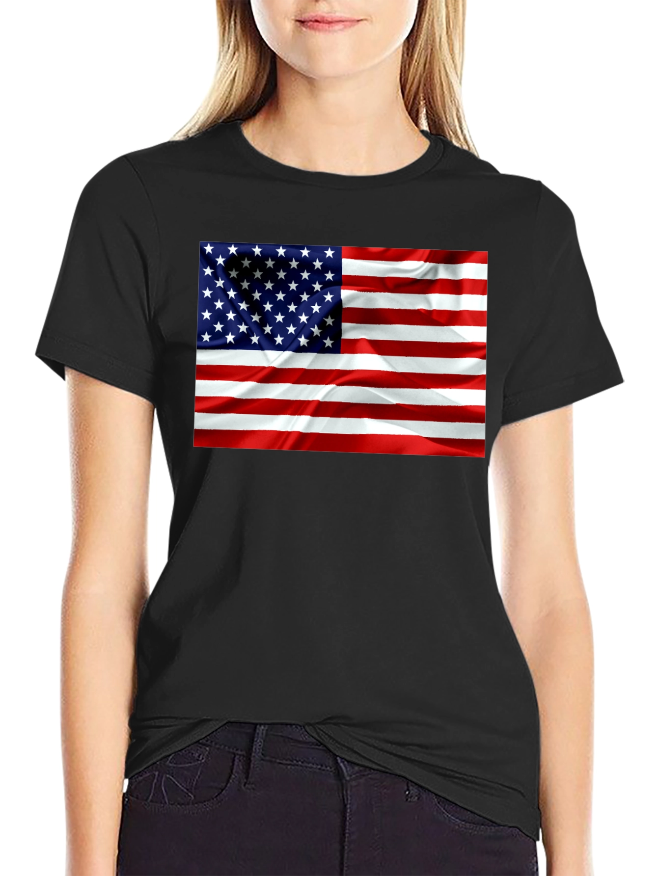 American Flag Graphic Print T-Shirt - Patriotic Design