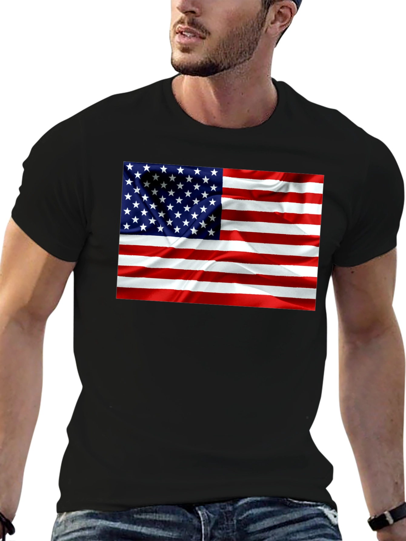 American Flag Graphic Print T-Shirt - Patriotic Design