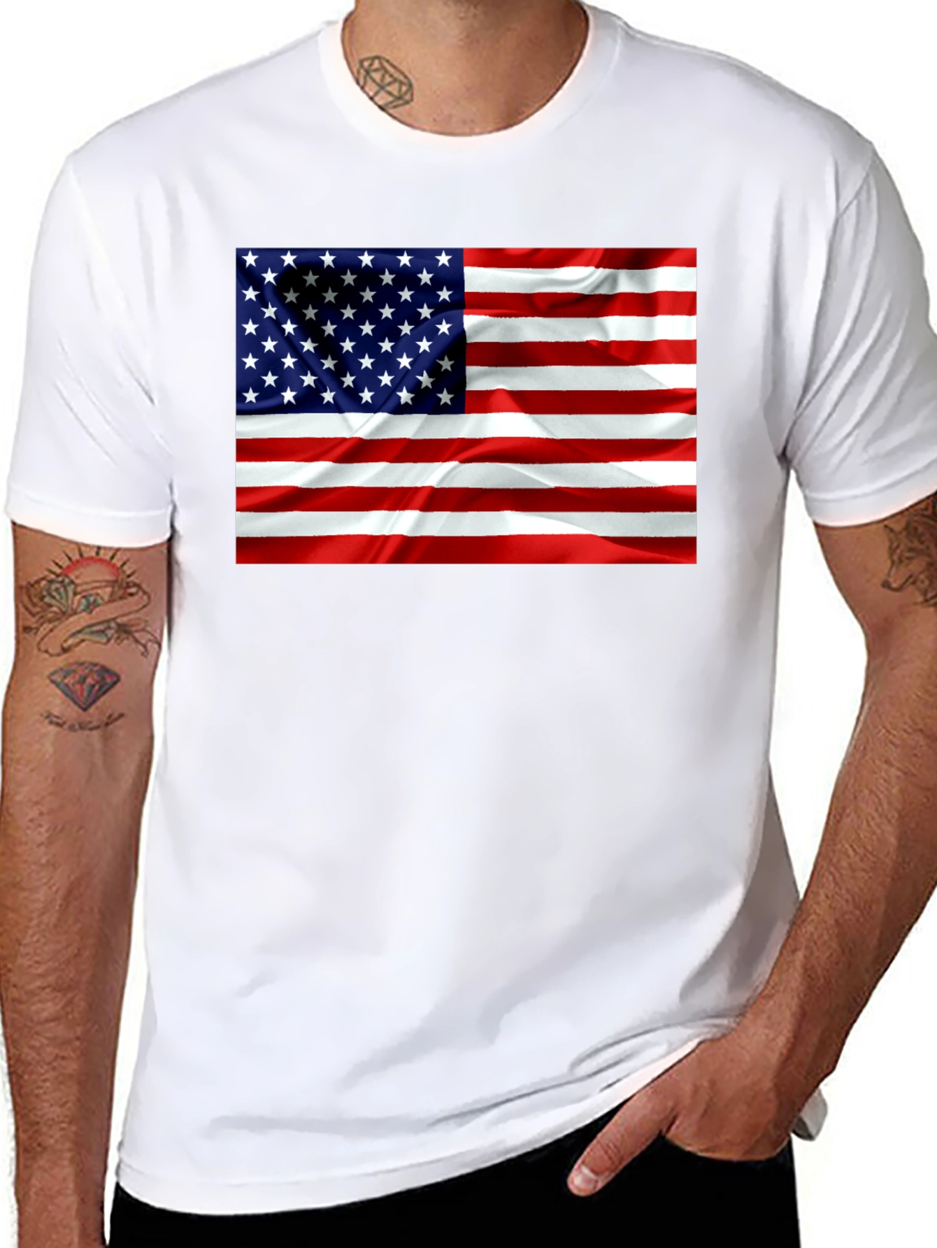 American Flag Graphic Print T-Shirt - Patriotic Design