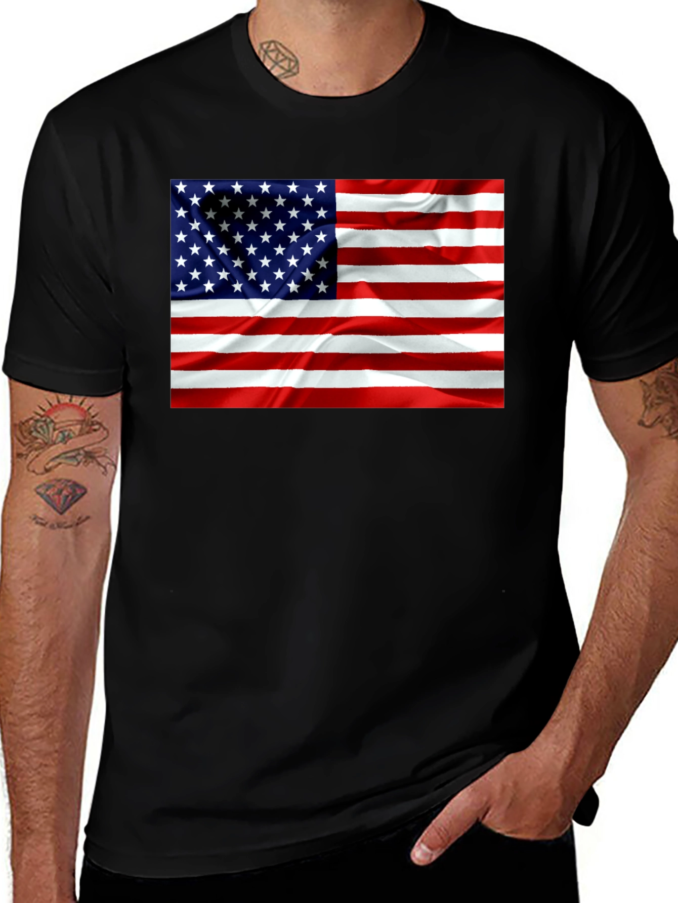 American Flag Graphic Print T-Shirt - Patriotic Design