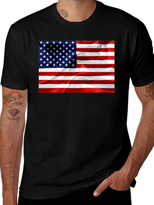 American Flag Graphic Print T-Shirt - Patriotic Design