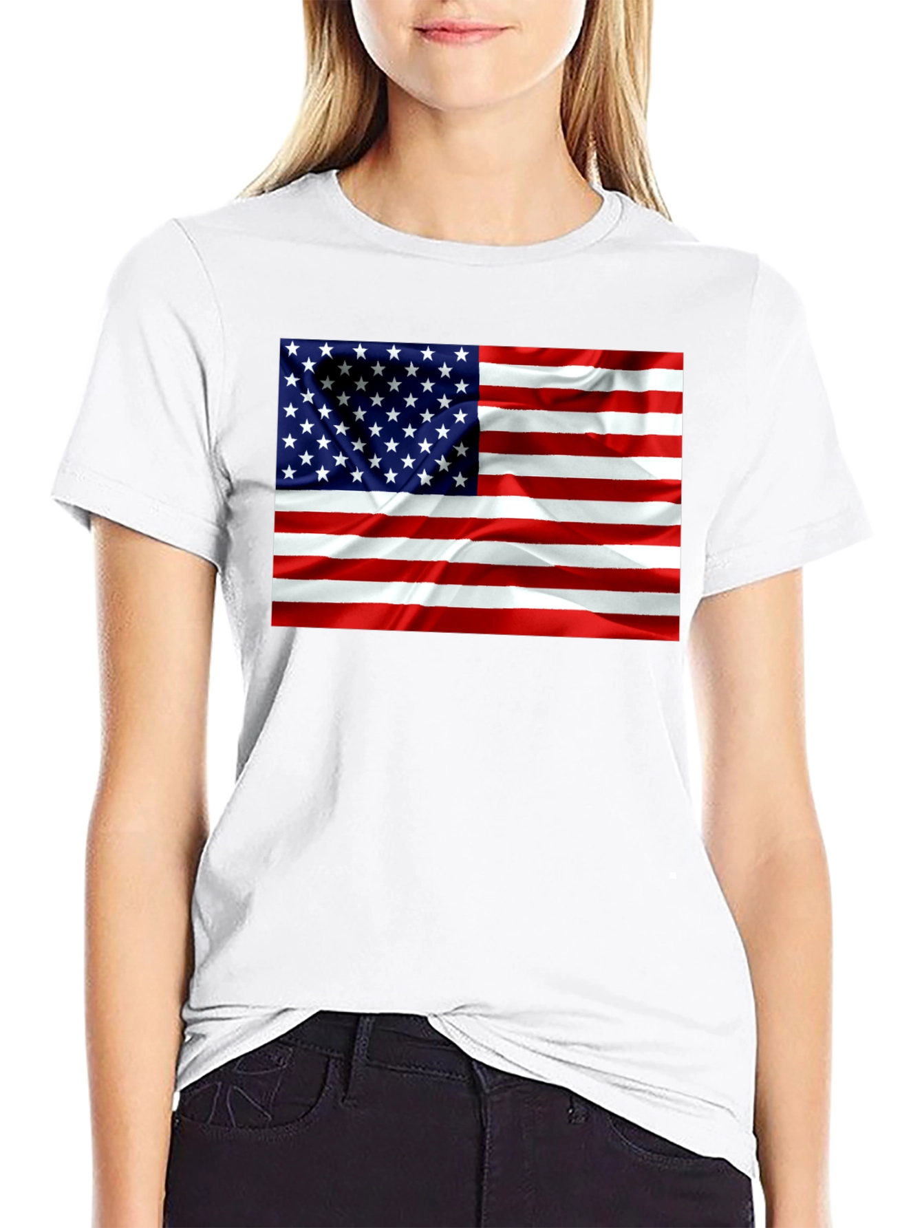 American Flag Graphic Print T-Shirt - Patriotic Design