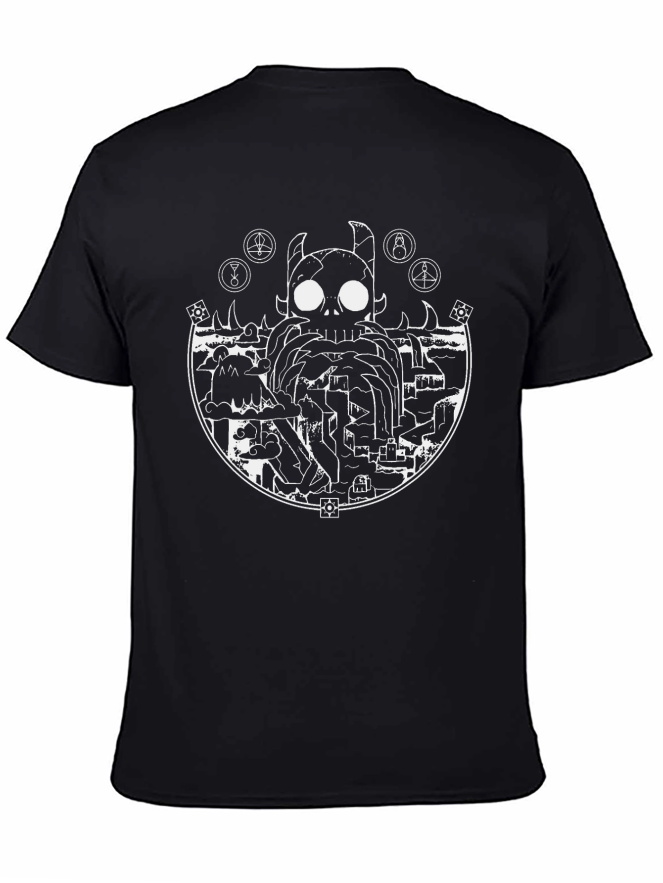 Occult Skull Graphic Tee - Black Cotton