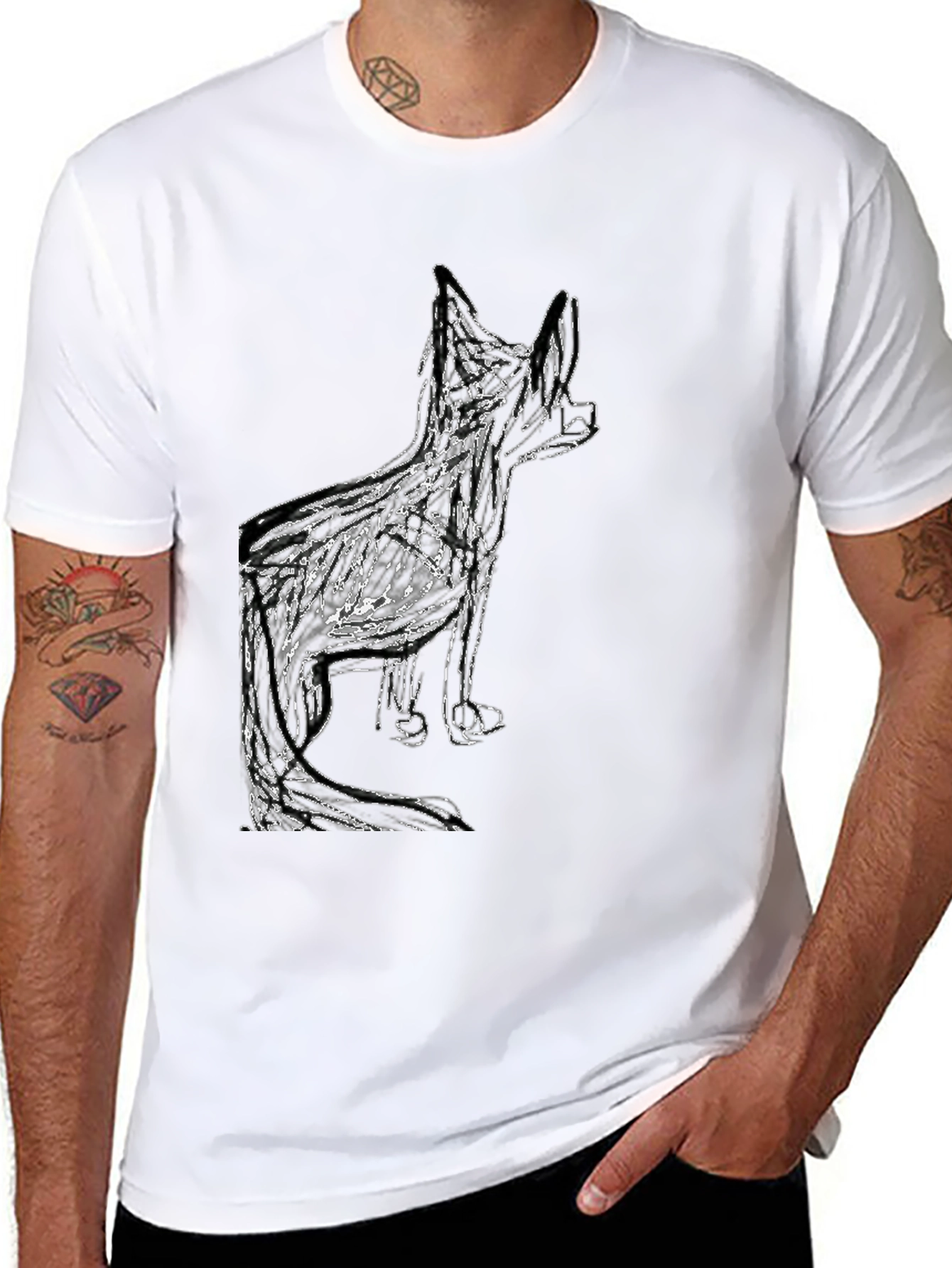 Abstract Dog Graphic Black T-Shirt