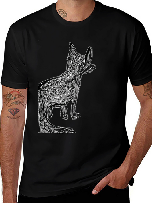 Abstract Dog Graphic Black T-Shirt