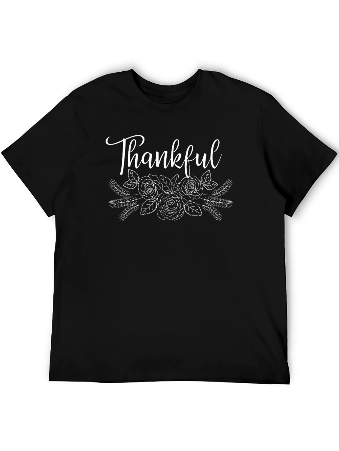 Thankful Floral Graphic Tee - Mens Black T-Shirt