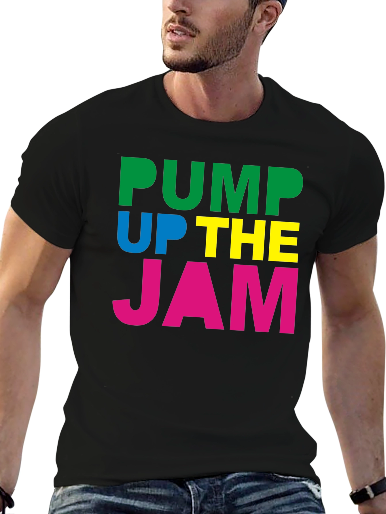 Pump Up The Jam Black Graphic Tee Shirt