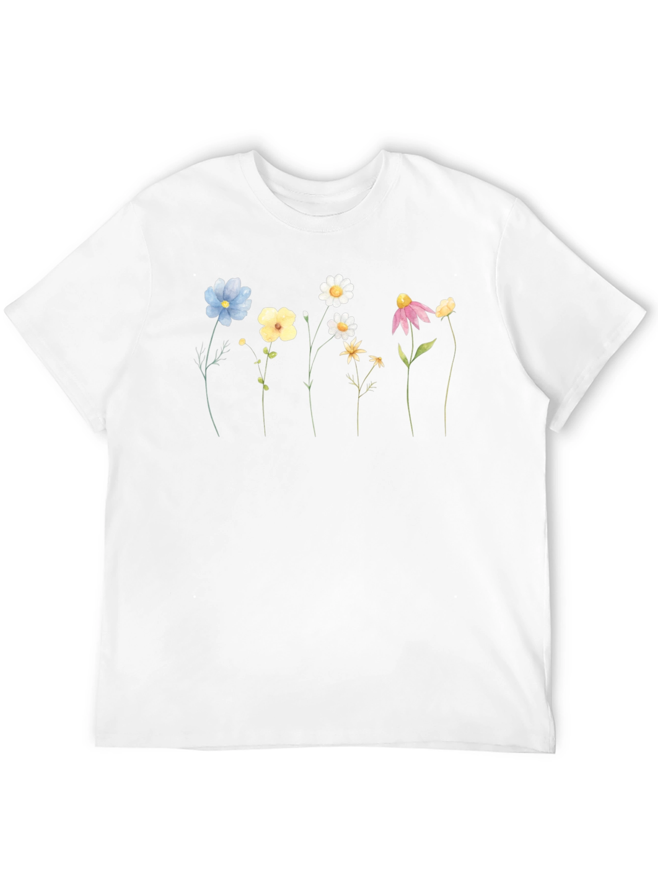 Floral Line Art Black T-Shirt