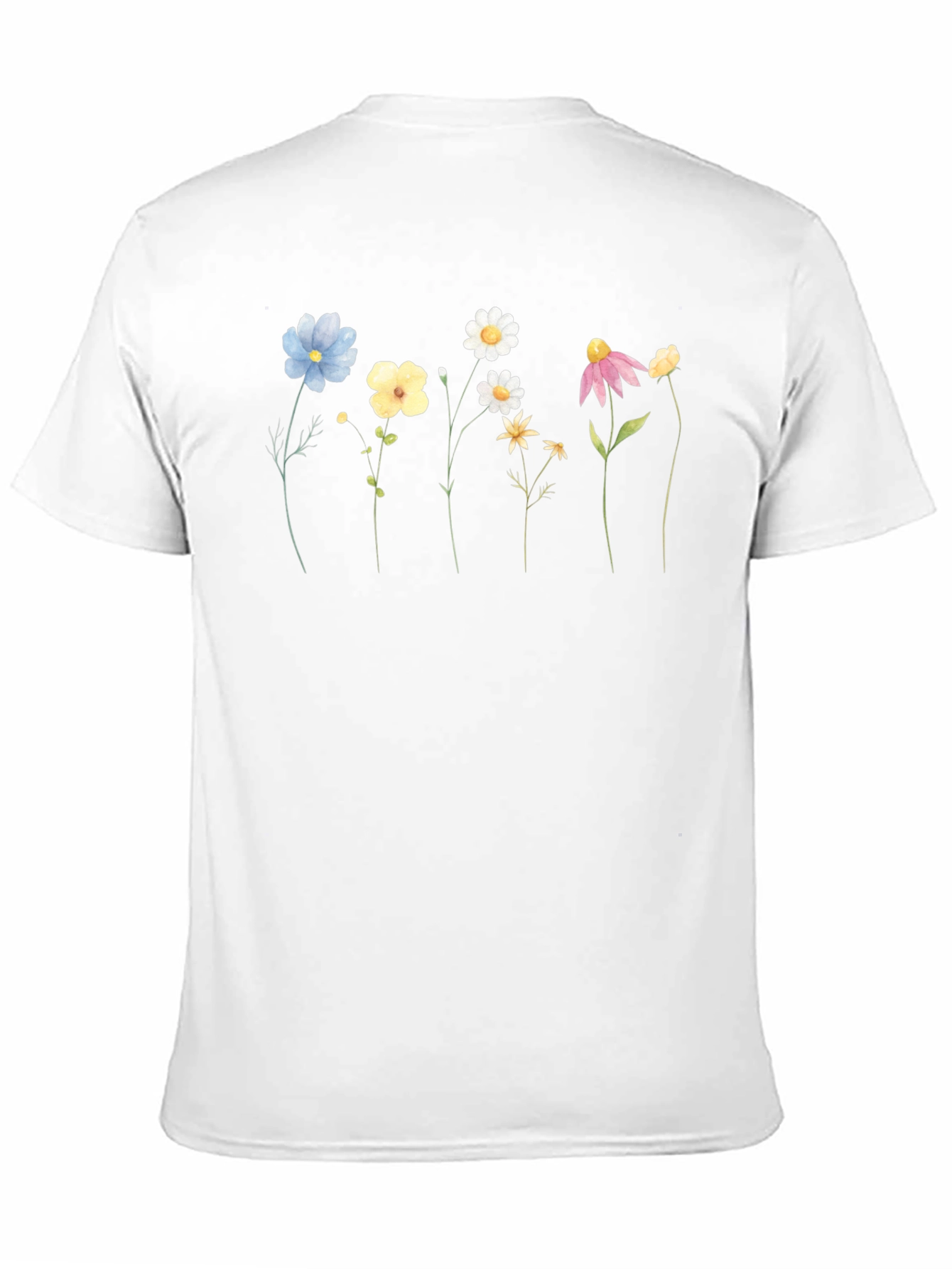 Floral Line Art Black T-Shirt