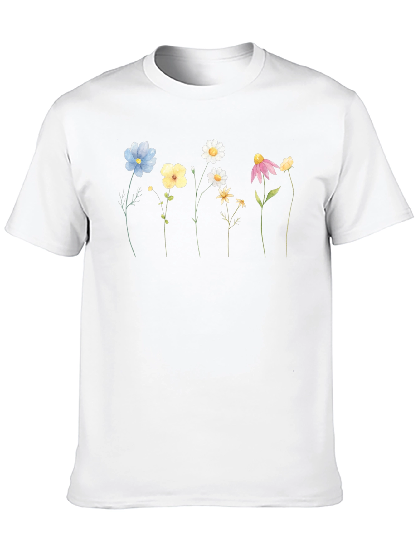 Floral Line Art Black T-Shirt