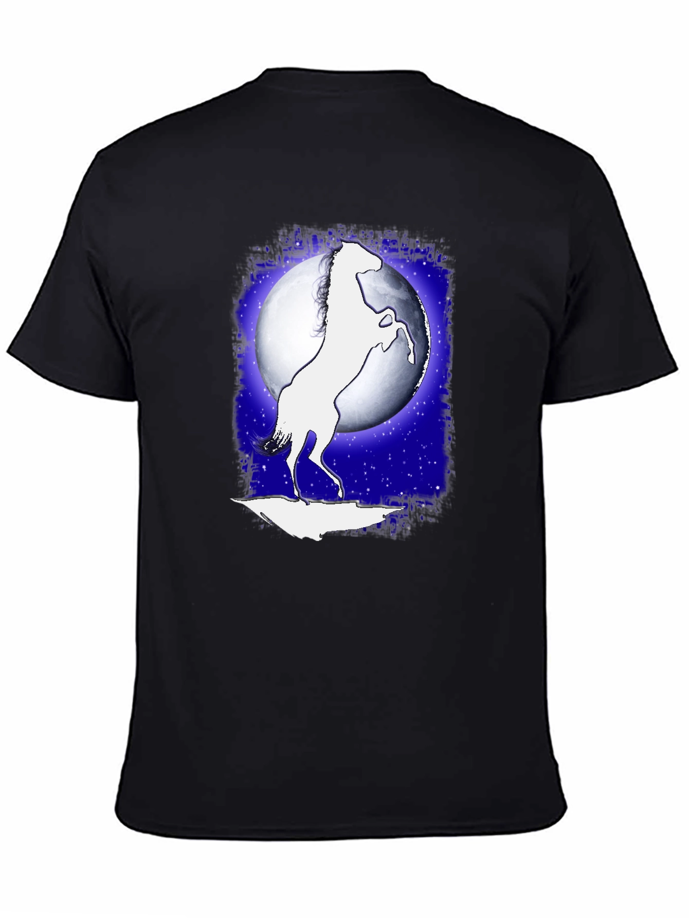 Horse Silhouette Moon Graphic Black T-Shirt
